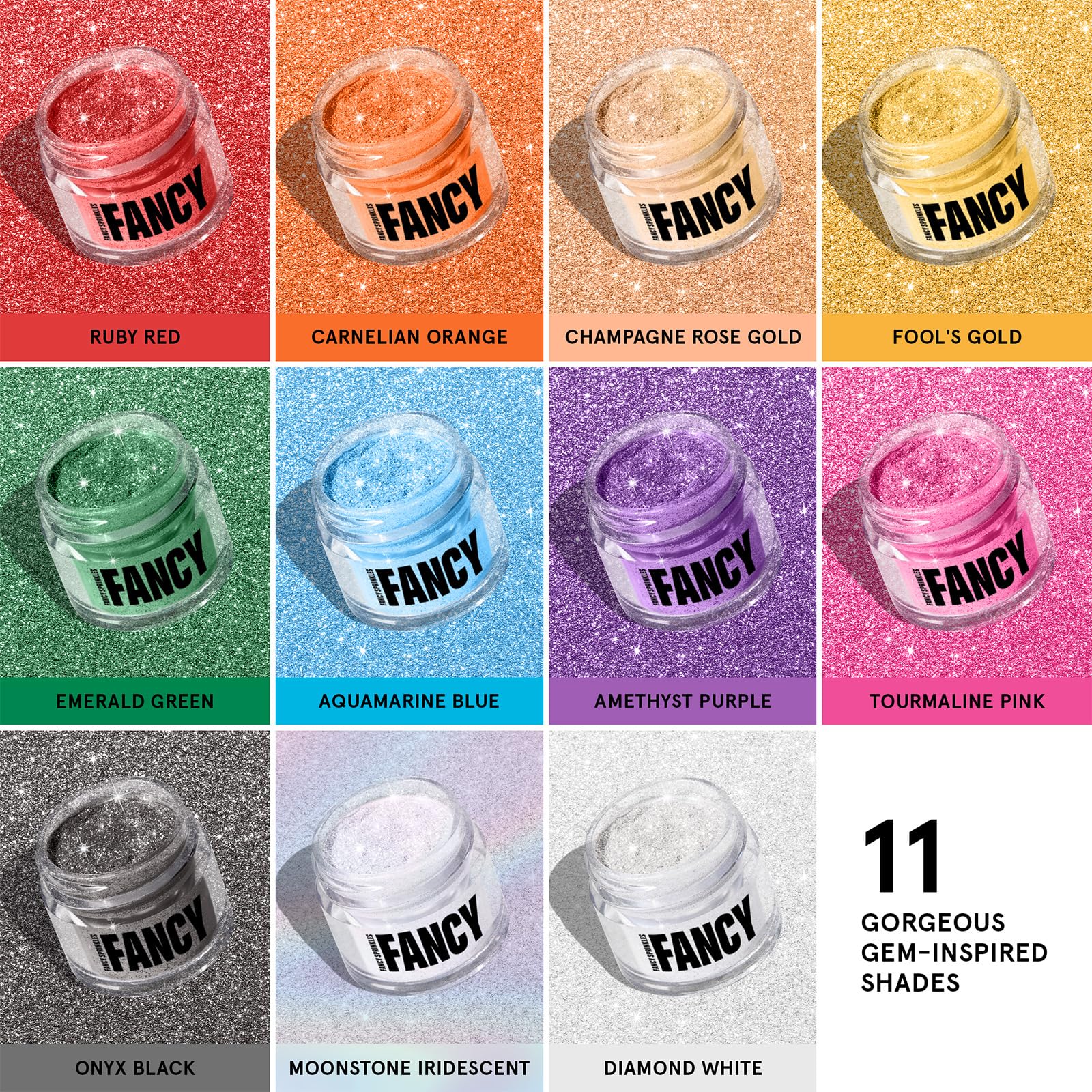 Fancy Sprinkles en bebida creando remolino brillante amatista, efecto visual llamativo