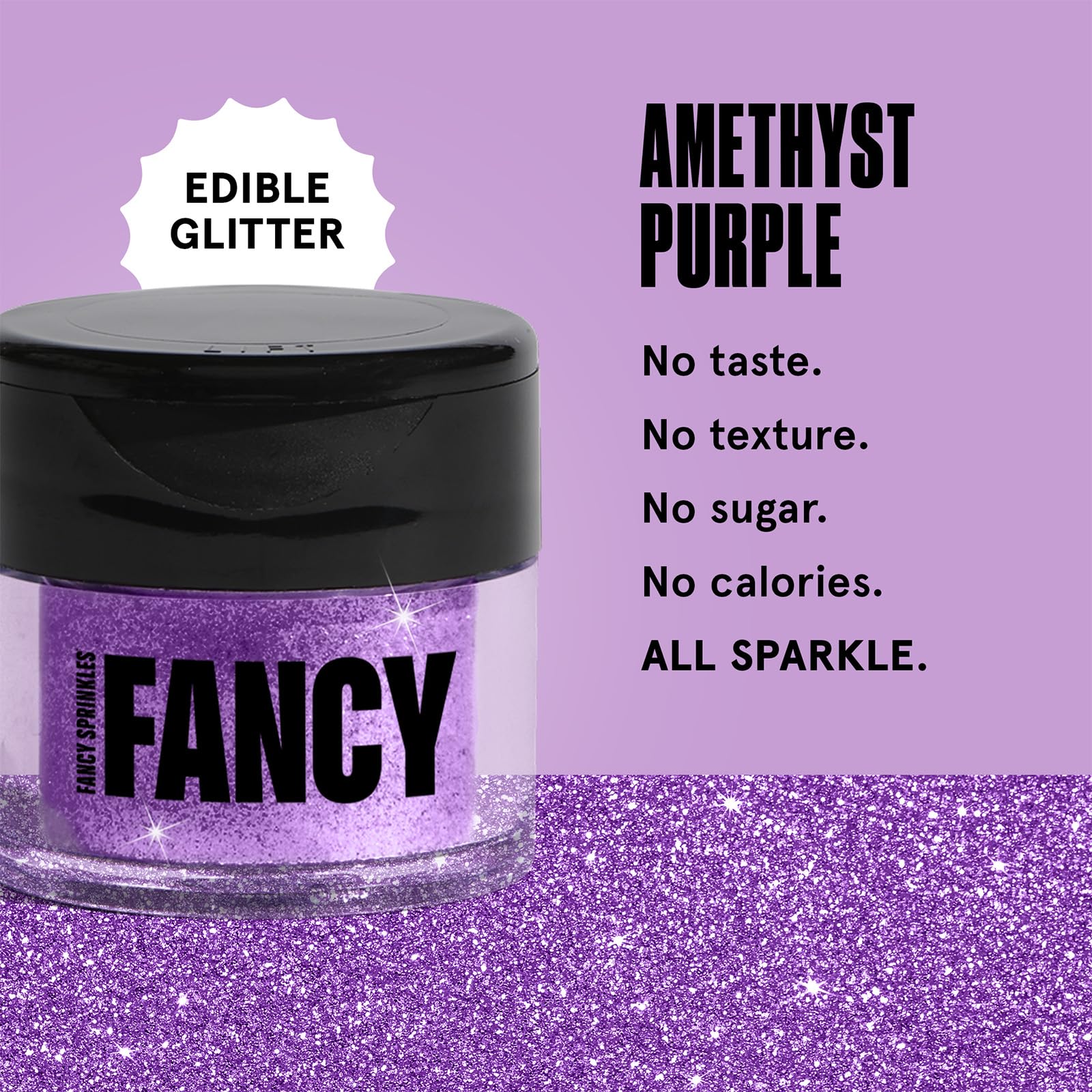 Fancy Sprinkles polvo textura fina amatista para acabado irisado y sin sabor