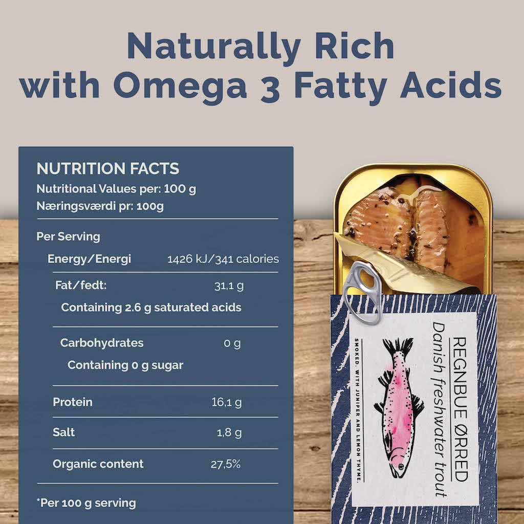 Fangst etiqueta de la lata con lista de ingredientes y origen claro