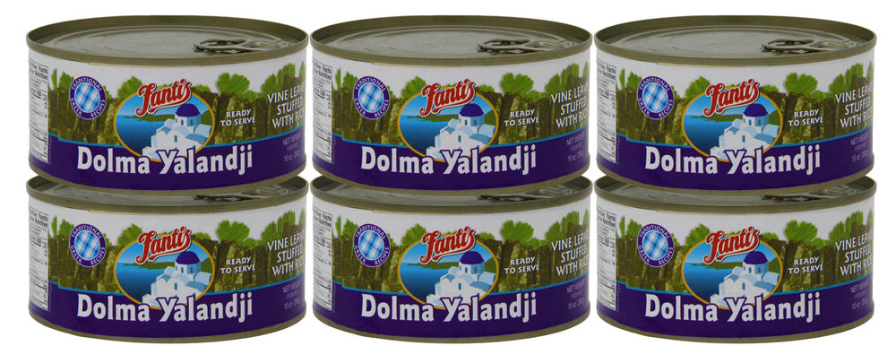 Fantis lata frontal mostrando dolmas listos para servir y conservación conveniente
