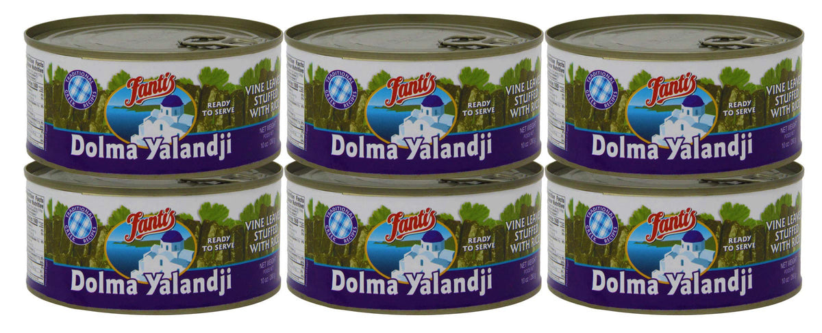 Fantis lata frontal mostrando dolmas listos para servir y conservación conveniente