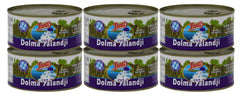 Fantis lata frontal mostrando dolmas listos para servir y conservación conveniente