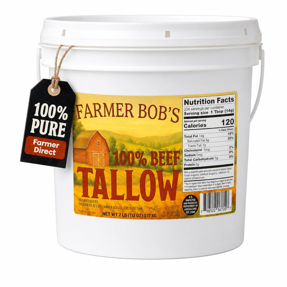 Farmer Bob's bote frontal mostrando 7 lb y formato resellable para ahorro