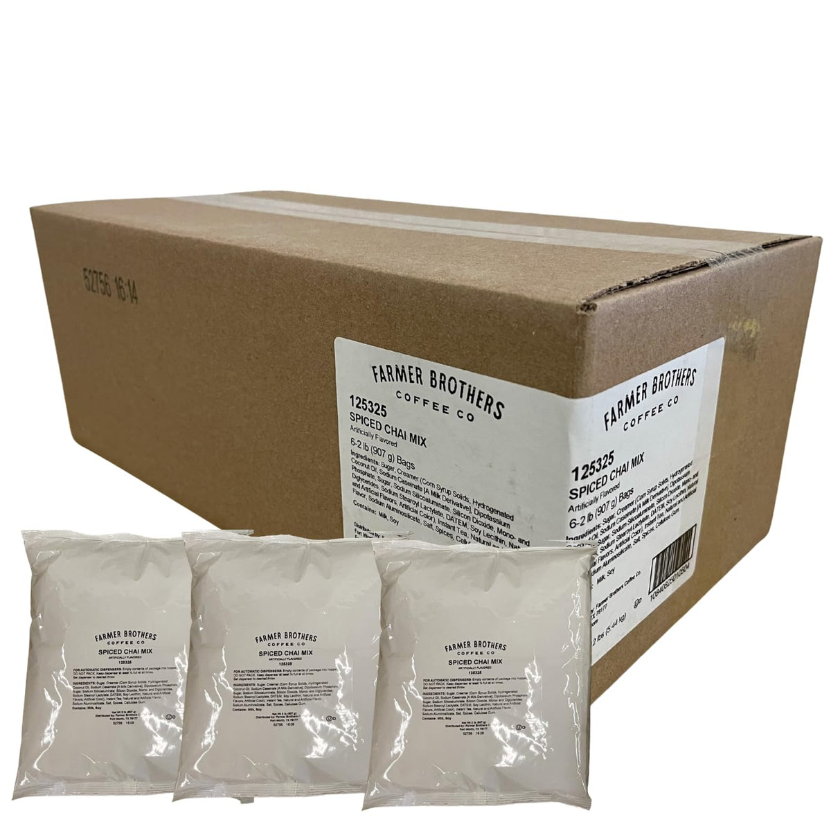 Farmer Brothers empaque frontal mostrando caja de seis bolsas, ideal para suministro