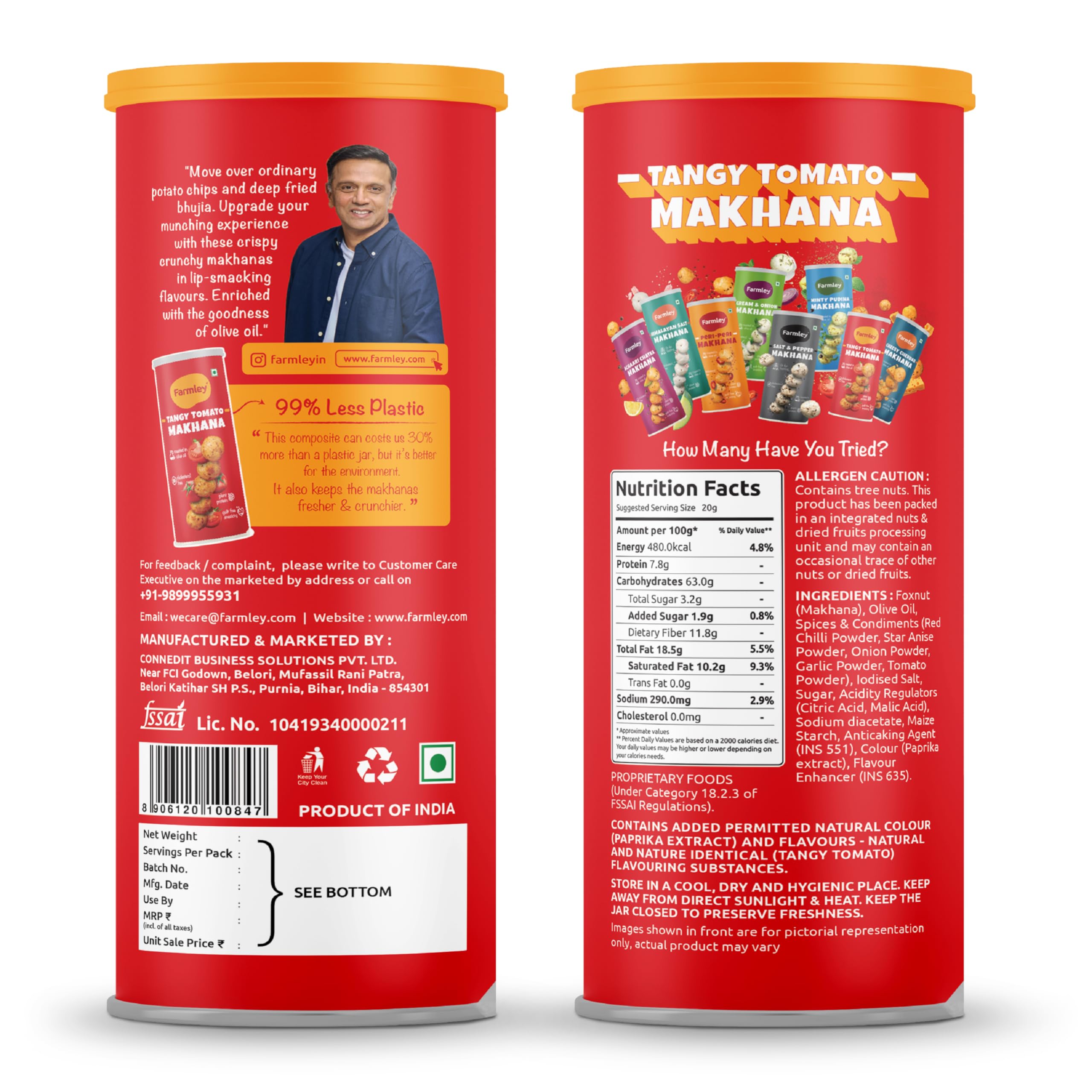 Primer plano de Farmley makhana destacando textura crujiente y frescura