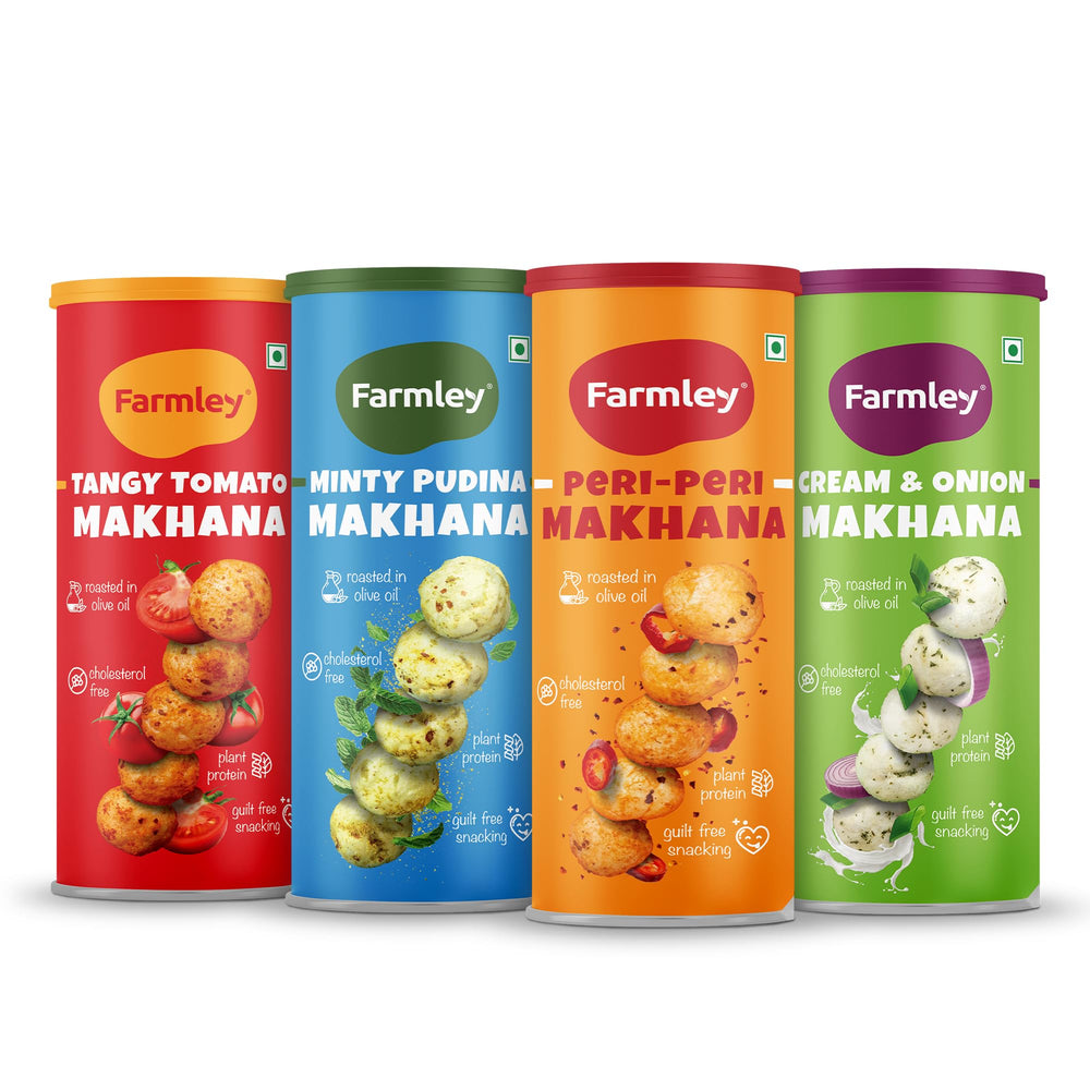 Farmley frascos frontales mostrando los cuatro sabores y variedad práctica