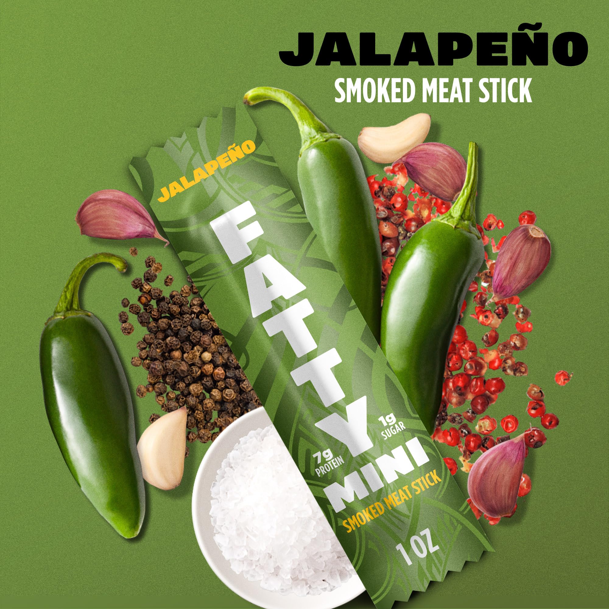 FATTY palitos listos para comer con un toque jalapeño, sabor intenso