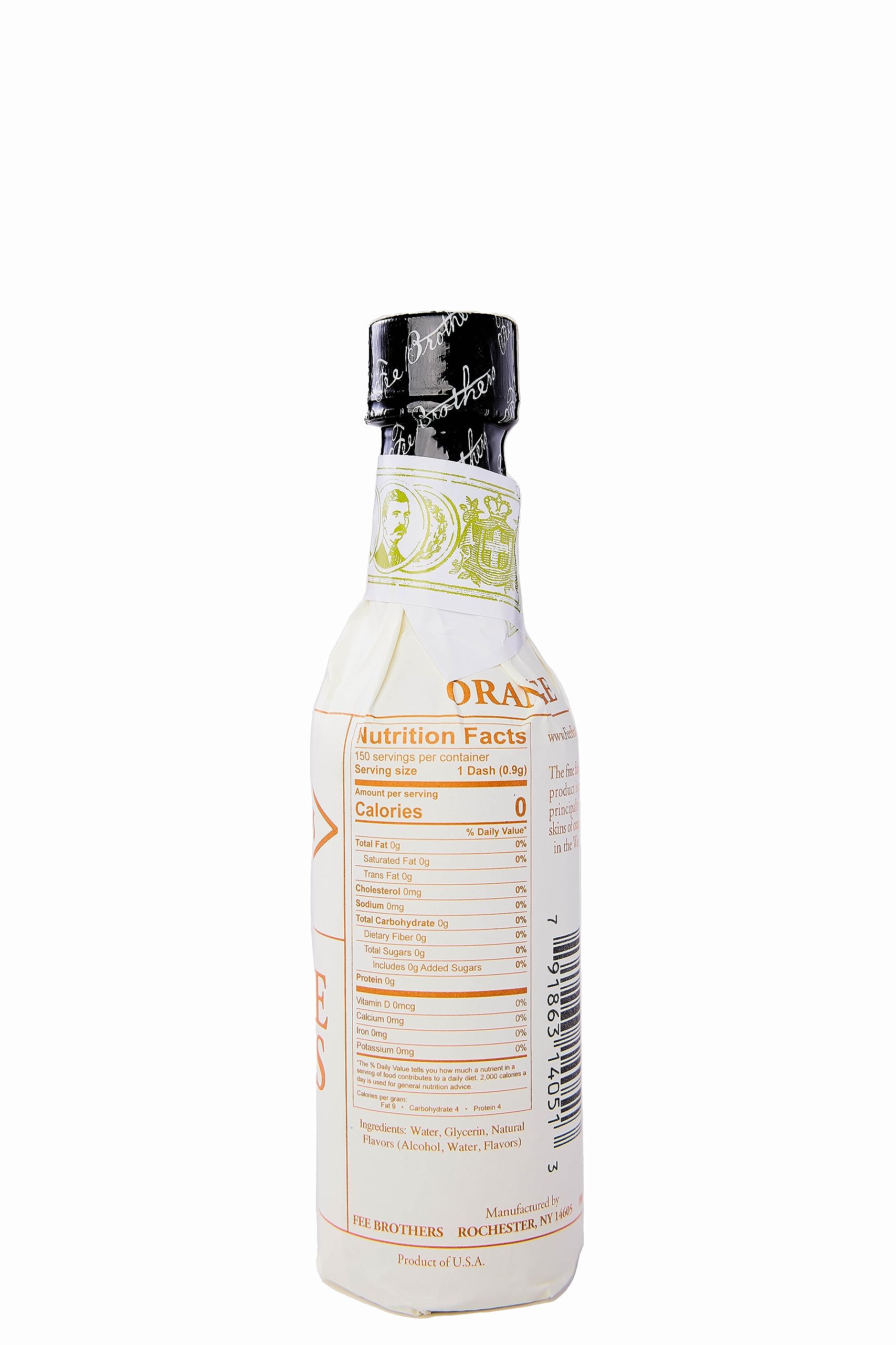 Fee Brothers detalle de etiqueta y textura del líquido, destaca calidad y notas aromáticas