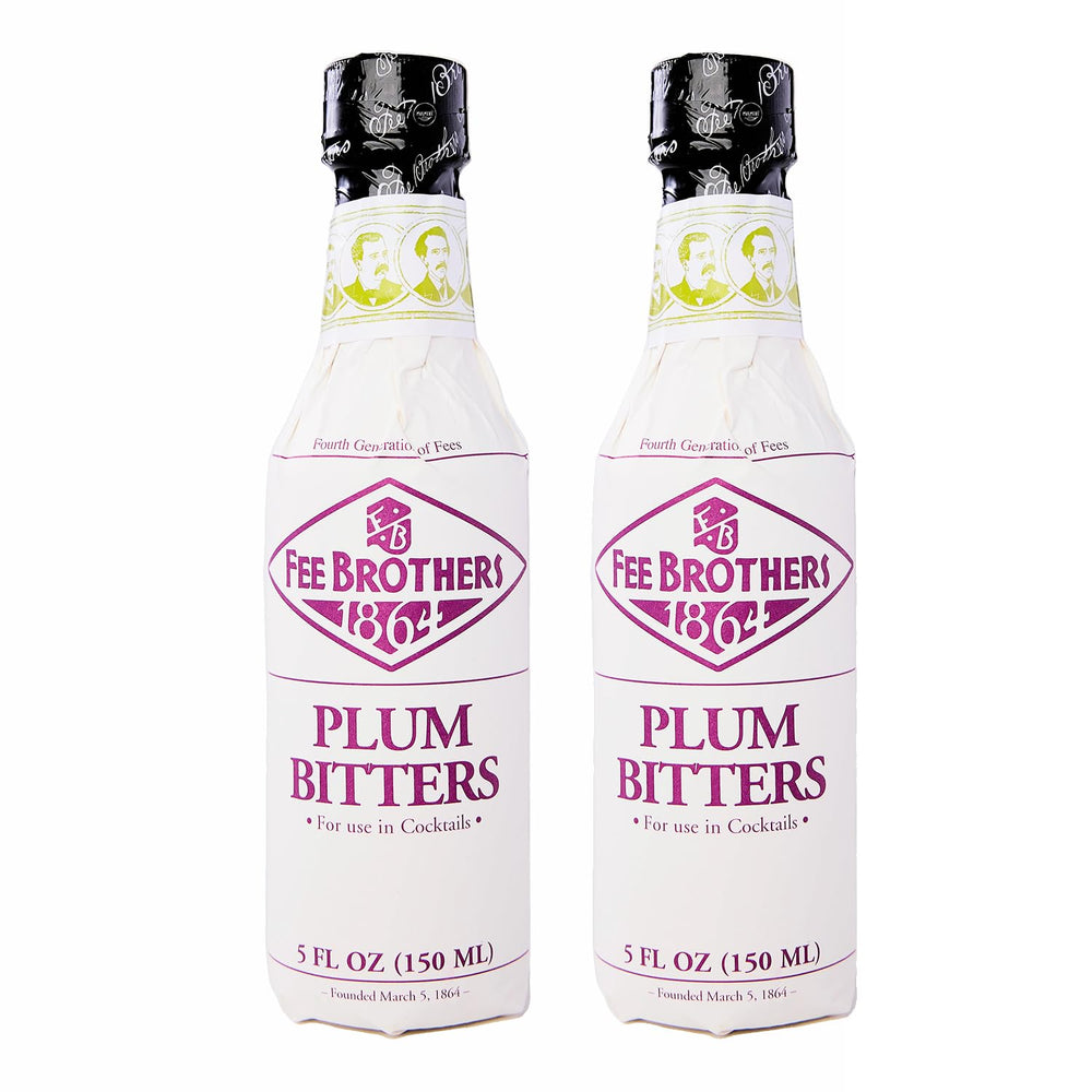 Fee Brothers botella frontal con bitters de ciruela mostrando tamaño y diseño