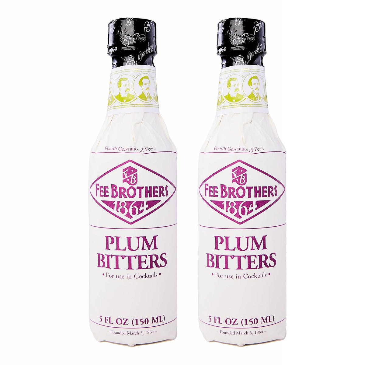 Fee Brothers botella frontal con bitters de ciruela mostrando tamaño y diseño