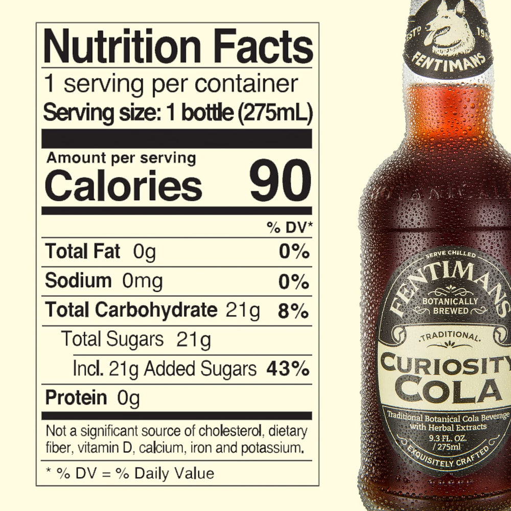 Fentimans etiqueta en primer plano indicando elaboración botánica y calidad