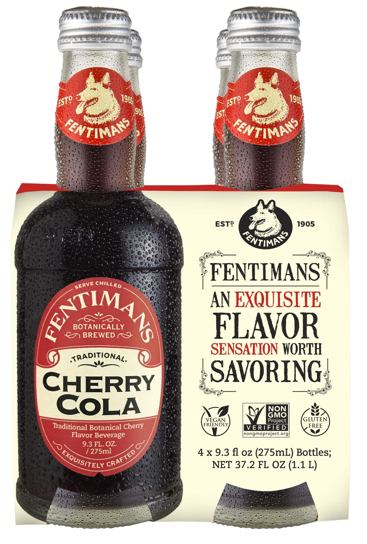 Fentimans botella frontal mostrando diseño premium y atractivo