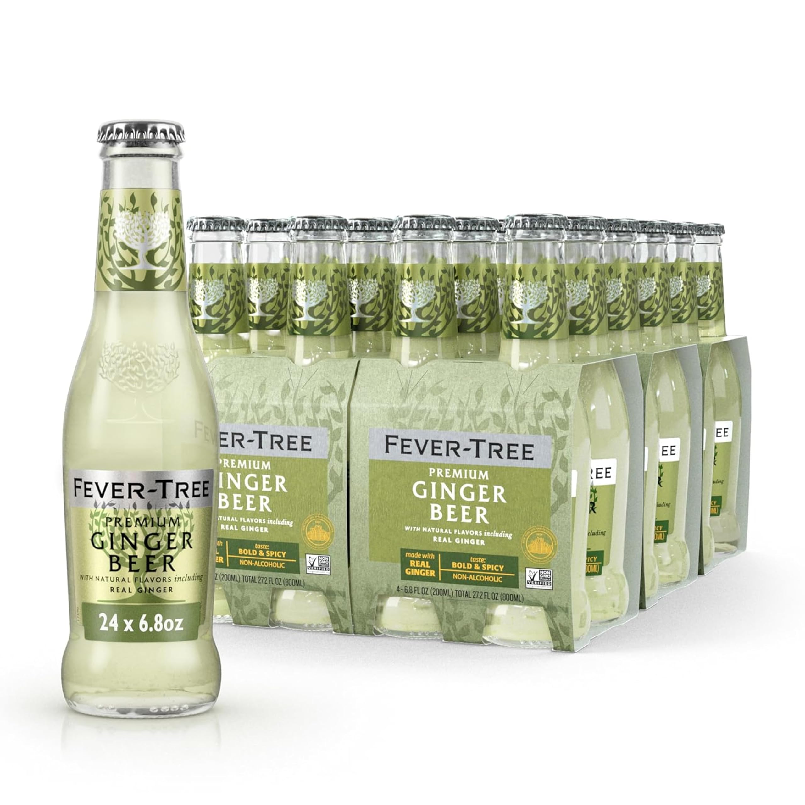 Fever-Tree botella frontal mostrando etiqueta y beneficio refrescante