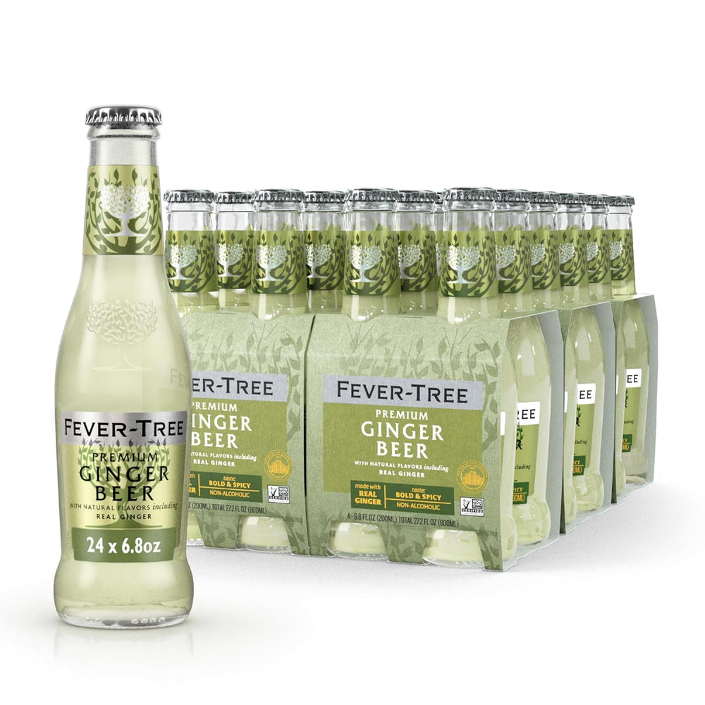 Fever-Tree botella frontal mostrando etiqueta y beneficio refrescante