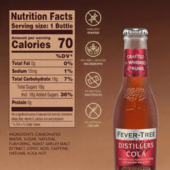 Fever-Tree Distillers Cola etiqueta detallada mostrando ingredientes naturales
