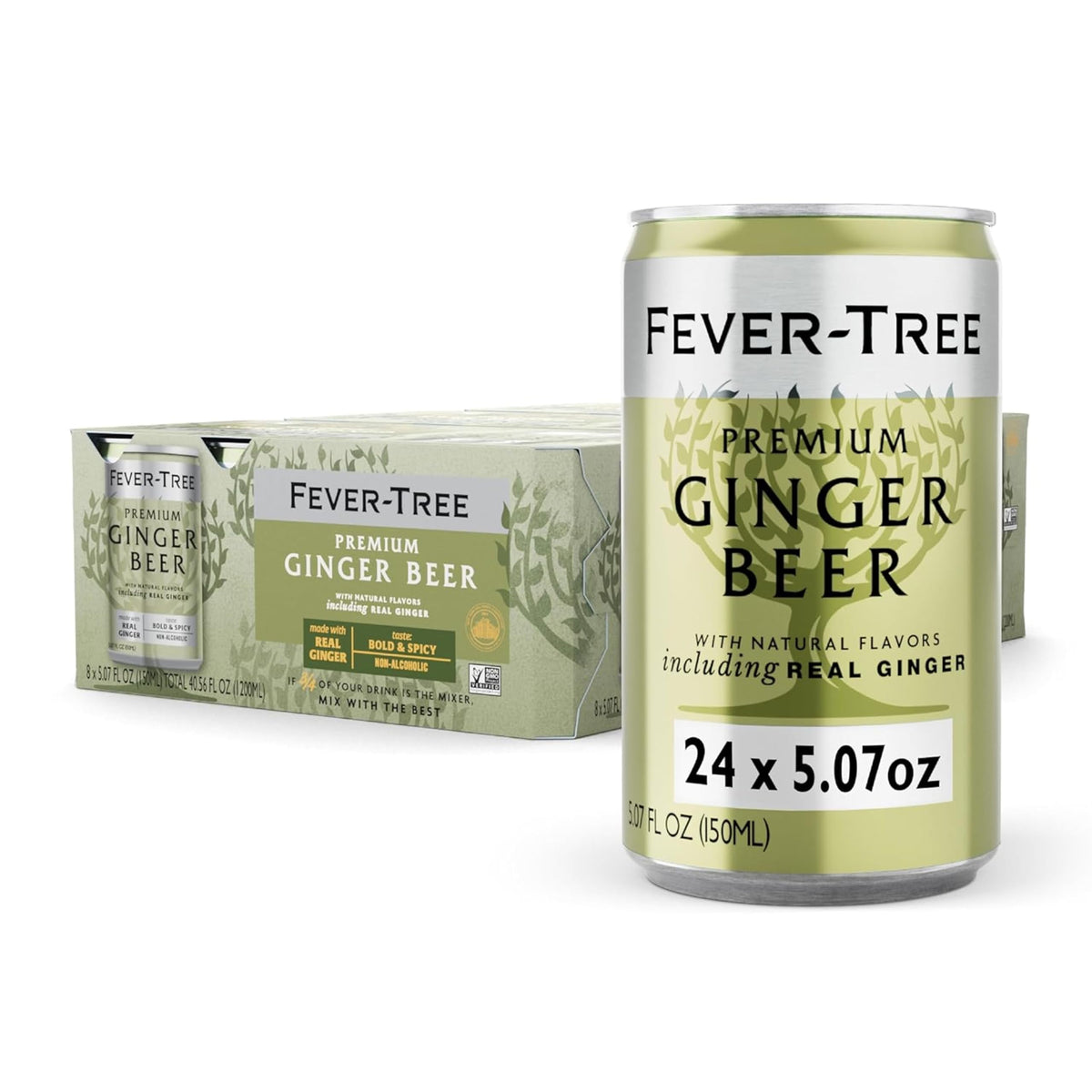 Fever-Tree lata frontal mostrando diseño y tamaño práctico