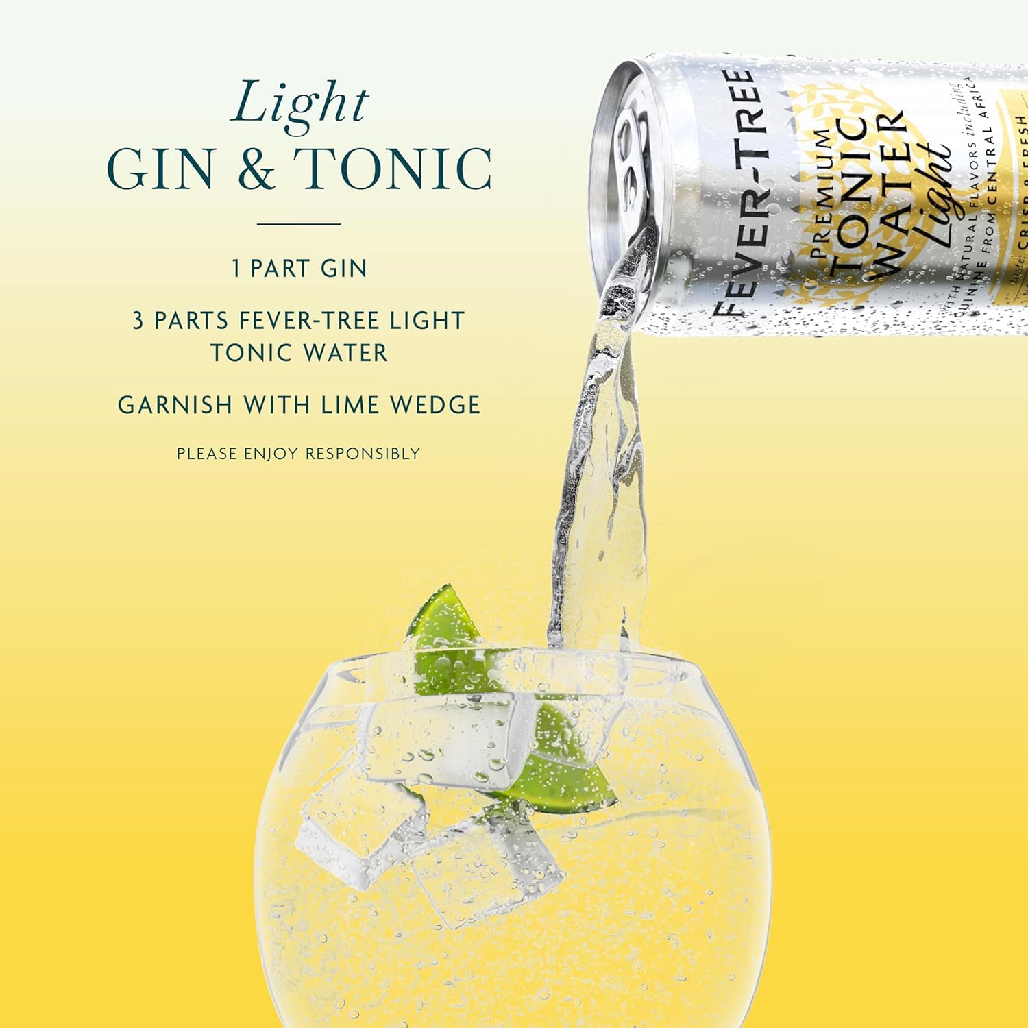 Vaso de gin-tonic servido con Fever-Tree, sabor equilibrado