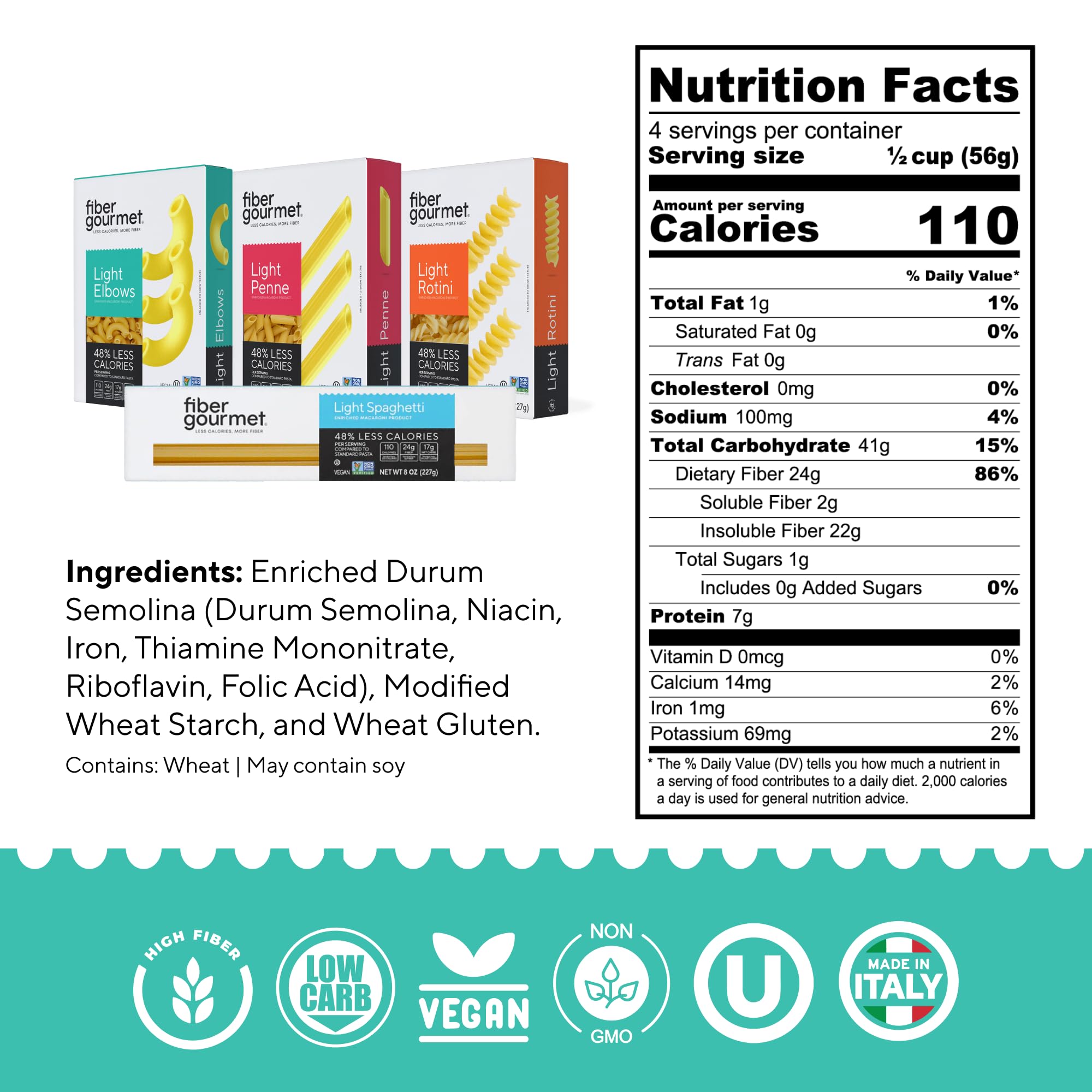 Fiber Gourmet spaghetti primer plano textura al dente que conserva mordida