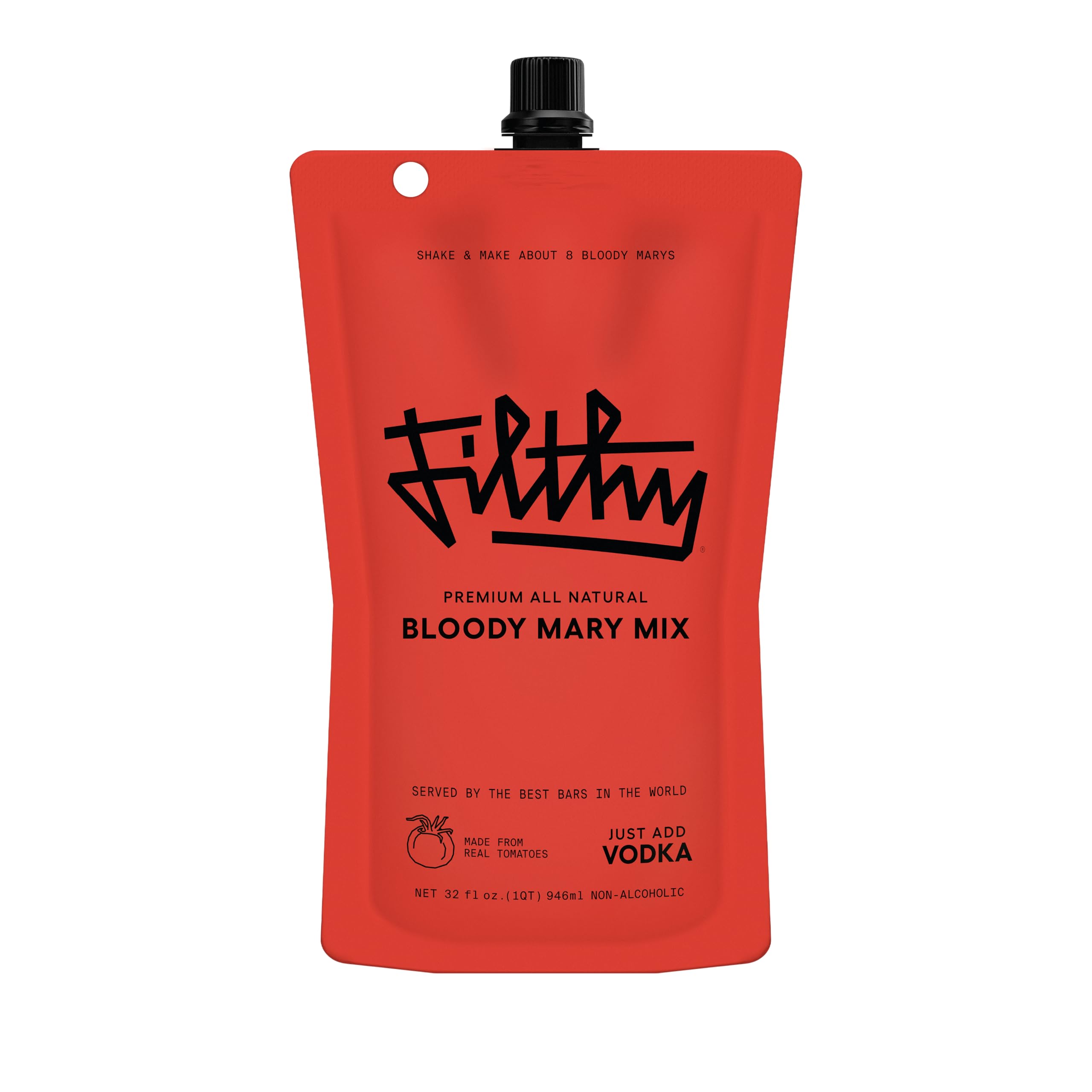Filthy Food pouch frontal mostrando 32 oz y diseño compacto, ideal para llevar