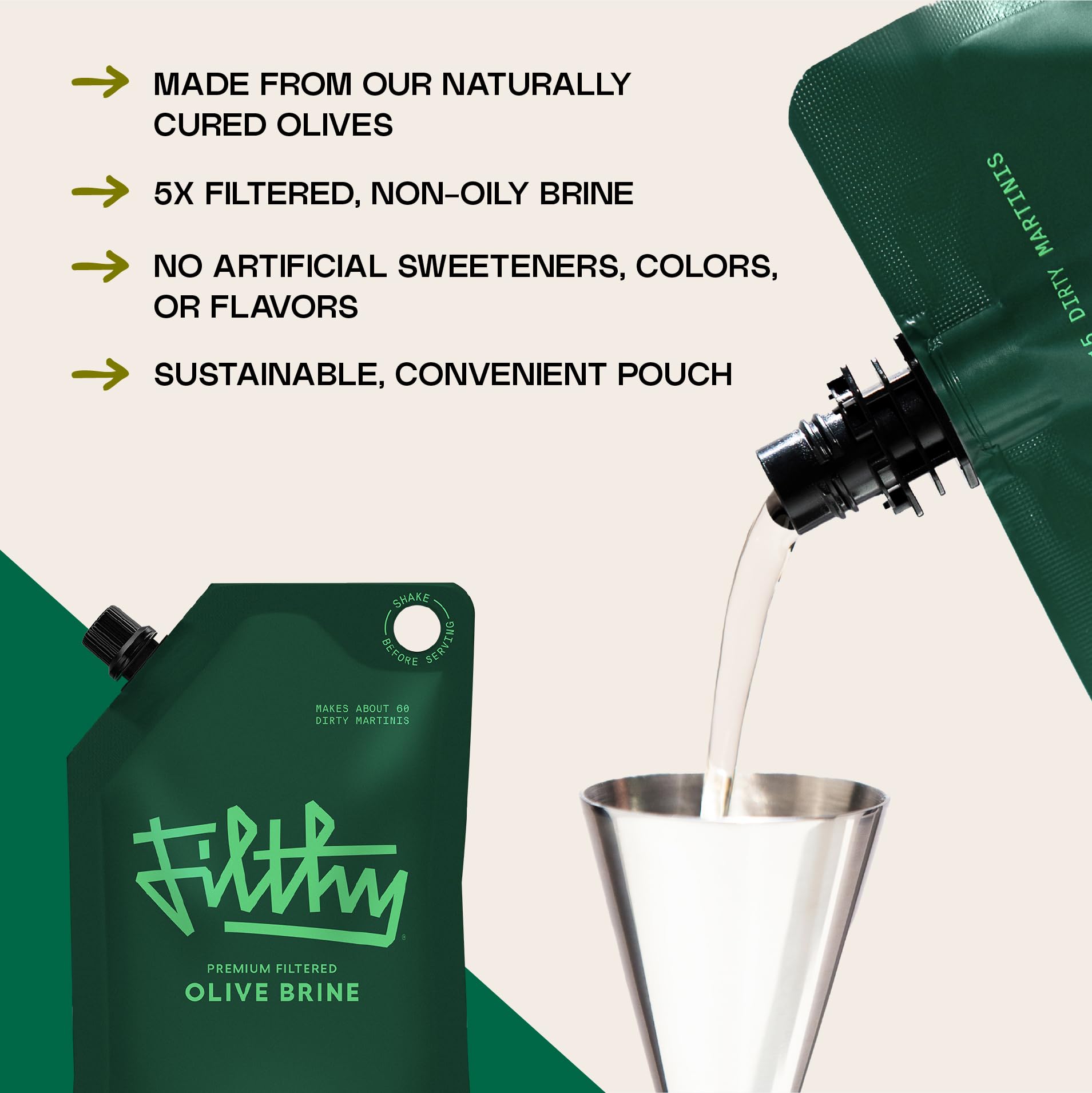 Filthy Food bolsa resellable abierta lista para verter y conservar frescura