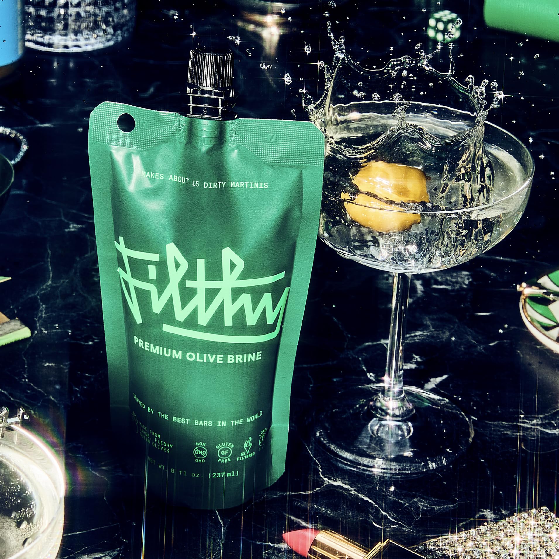 Filthy Food utilizada en un dirty martini realzando sabor y aspecto del cóctel