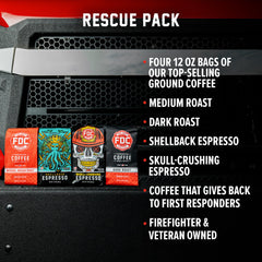 Fire Department Coffee primer plano de la molienda para apreciar textura y frescura