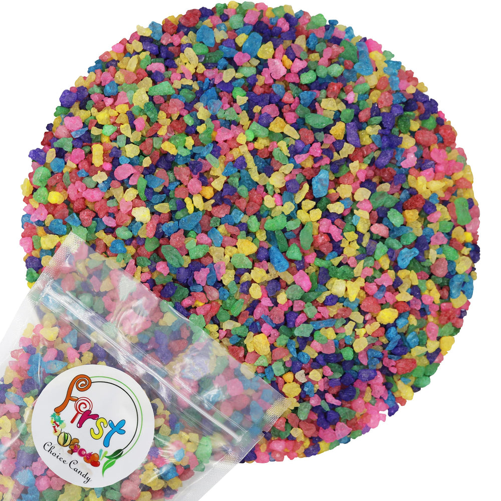 FirstChoiceCandy bolsa frontal mostrando cristales surtidos y atractivo visual