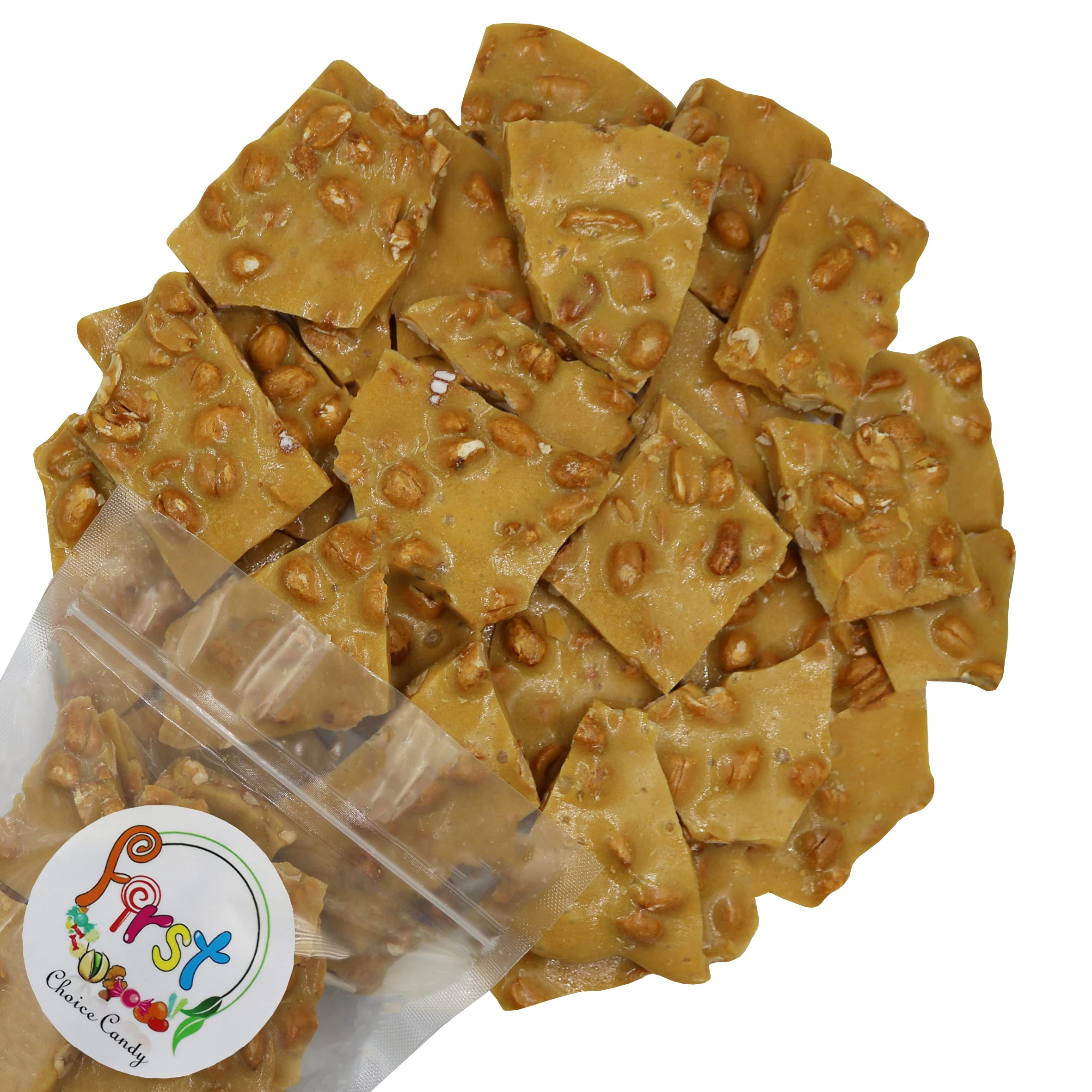 FirstChoiceCandy paquete frontal 2 lb mostrando turrón de maní y conveniencia