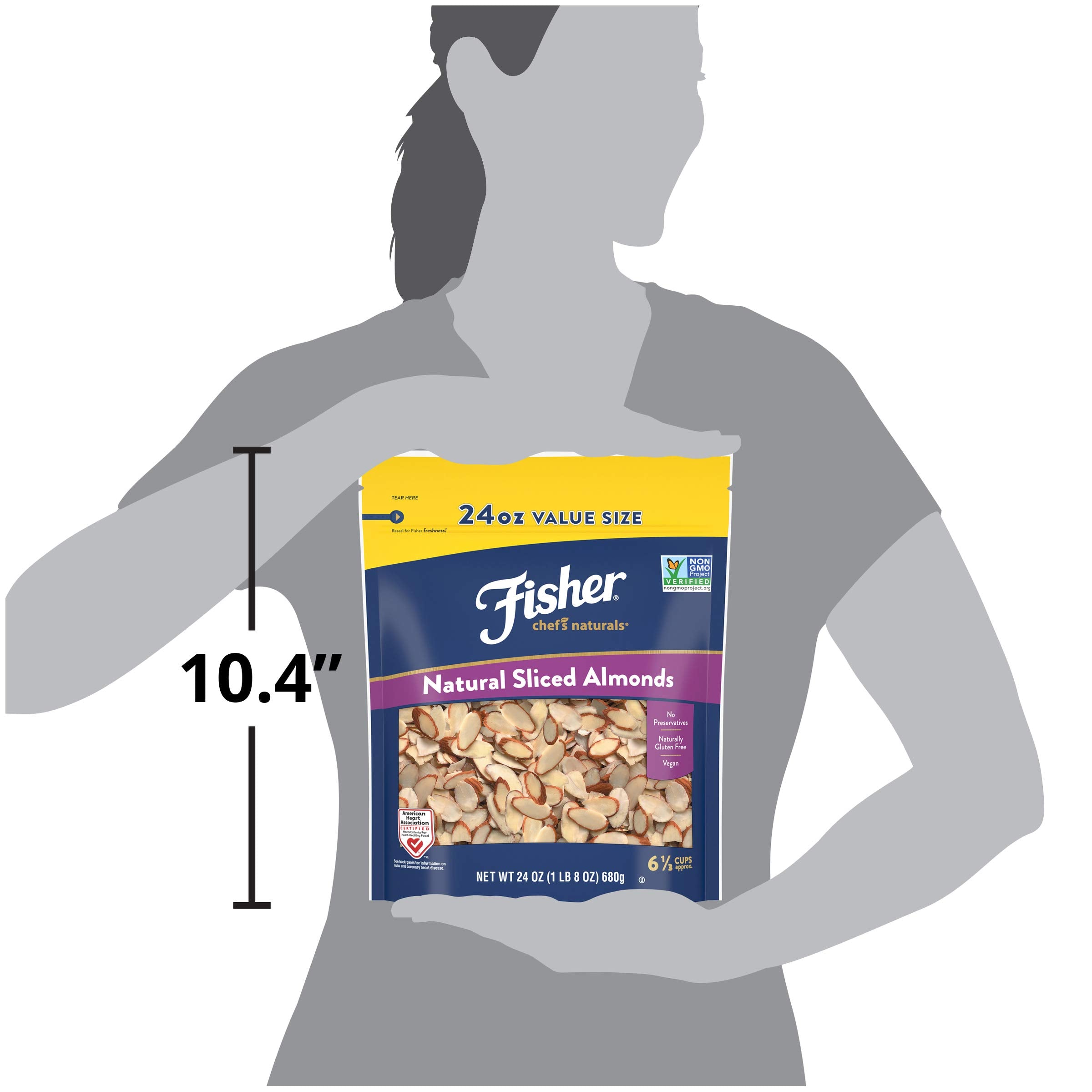 Fisher CHEF'S NATURALS etiqueta sin gluten visible para dietas especiales