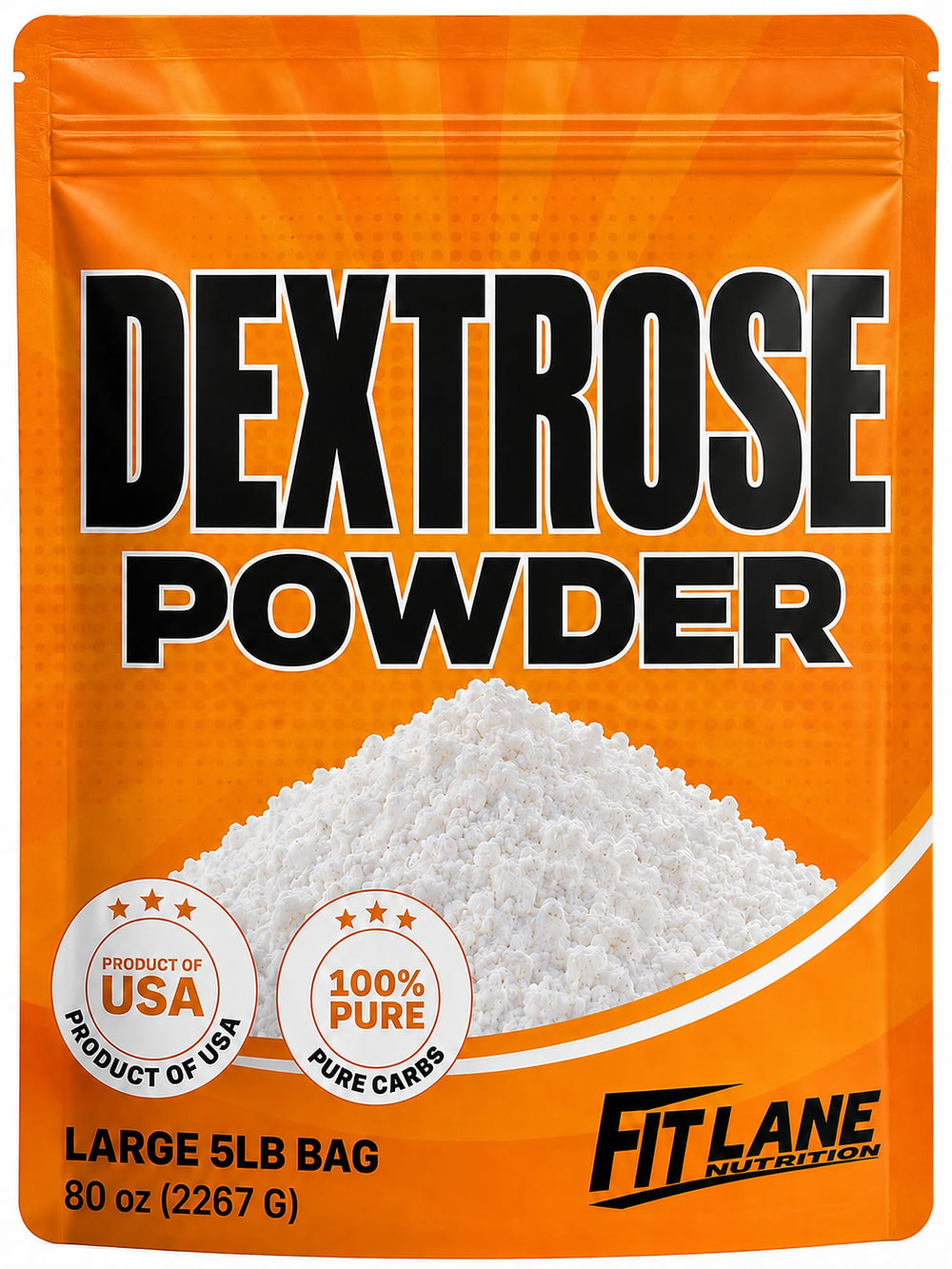Fit Lane Nutrition empaque frontal de dextrosa, presentación sin aditivos y uso versátil