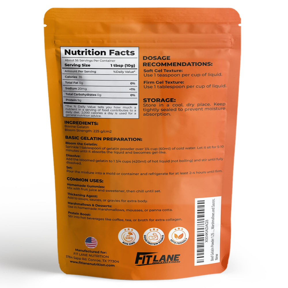 Fit Lane Nutrition etiqueta con información y bloom 225 para confianza