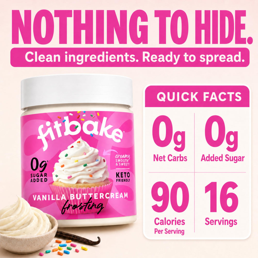 FitBake frasco junto a regla para comparar tamaño y porción