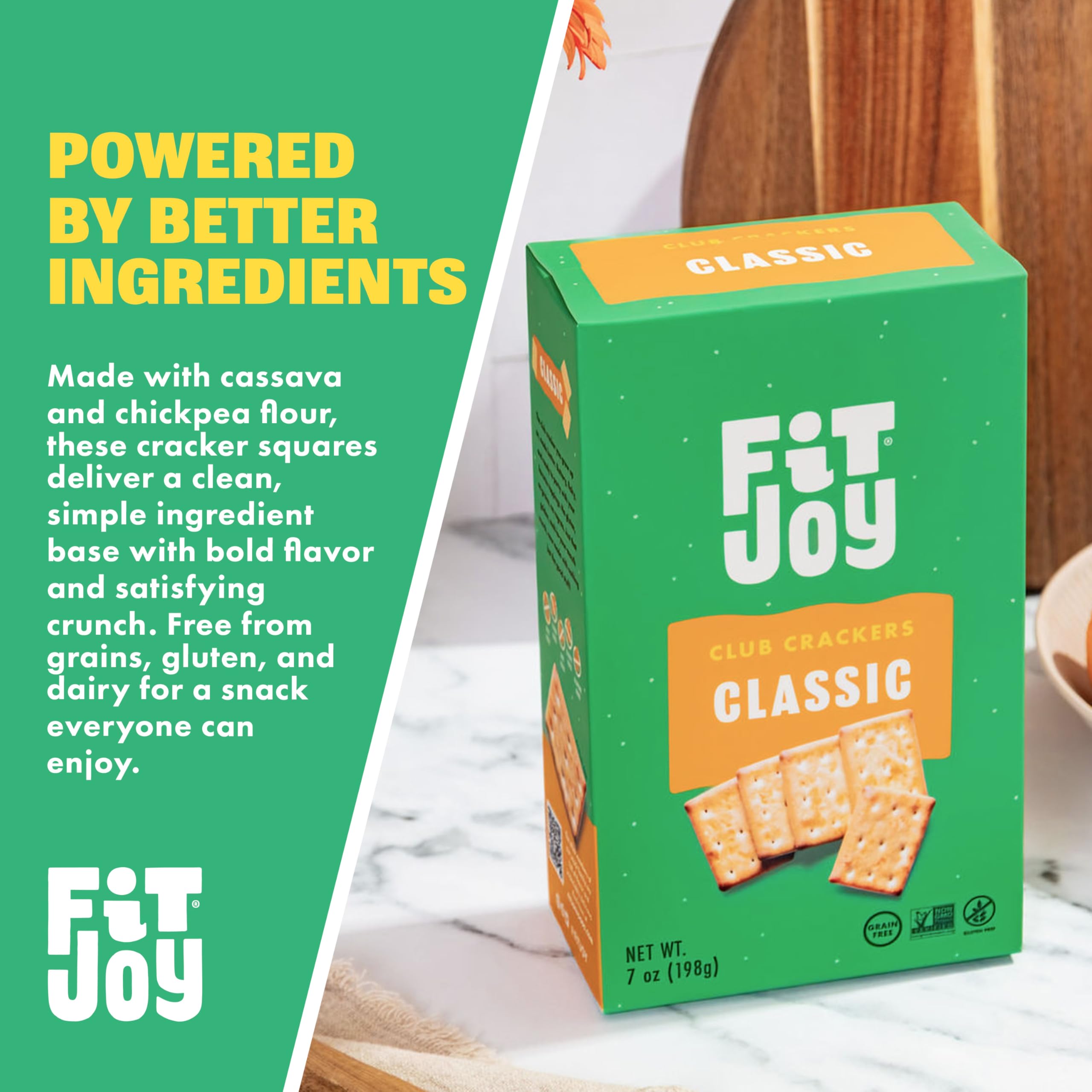 FitJoy crackers servidos con dip, facilitan meriendas rápidas y sabrosas