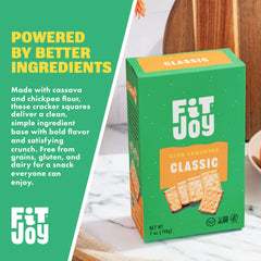 FitJoy crackers servidos con dip, facilitan meriendas rápidas y sabrosas