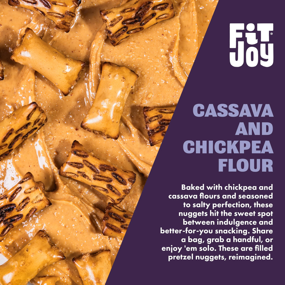 FitJoy detalle de textura crujiente del pretzel, crocancia garantizada