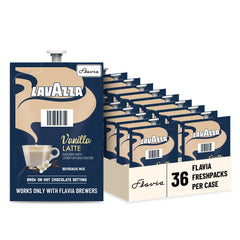 Flavia Lavazza paquete frontal mostrando caja de 36 Freshpacks y marca