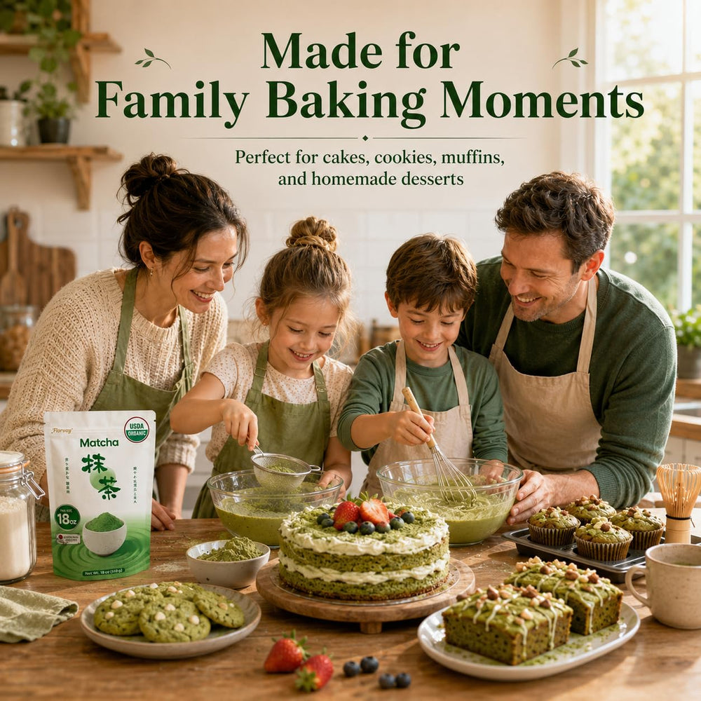 Florvay ingredientes de repostería con matcha, color natural en postres