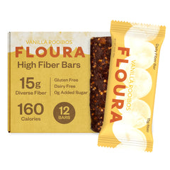 FLOURA envase frontal mostrando barra y sello de fibra diversa