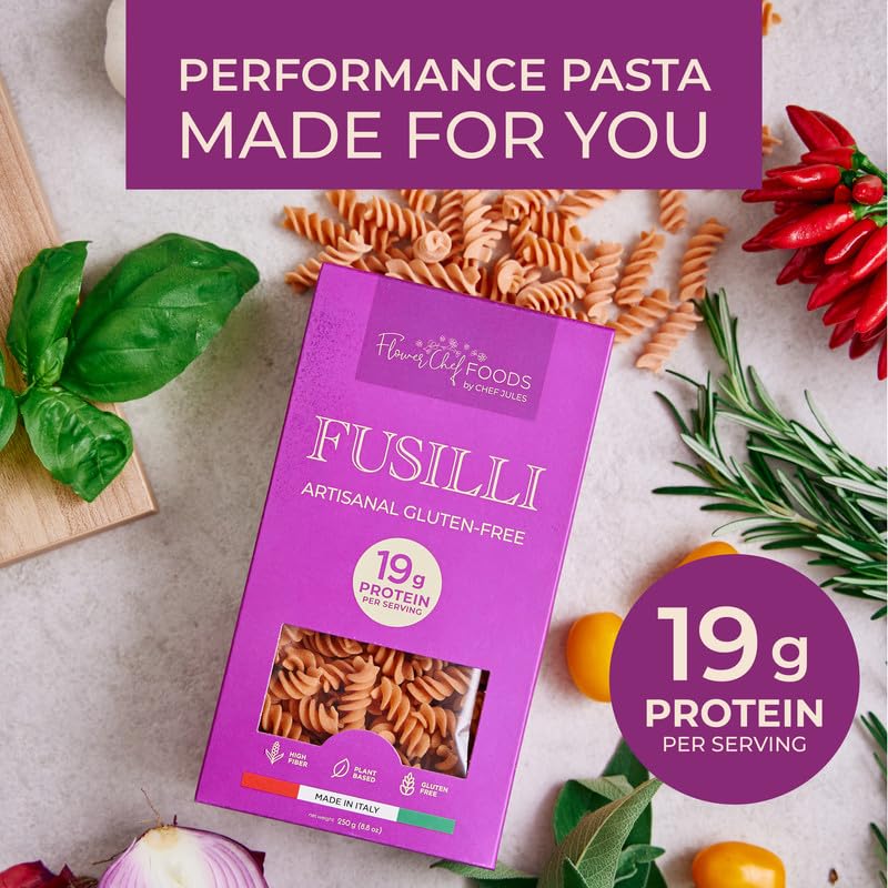 Flower Chef Foods etiqueta nutricional destacando 19 g de proteína por porción