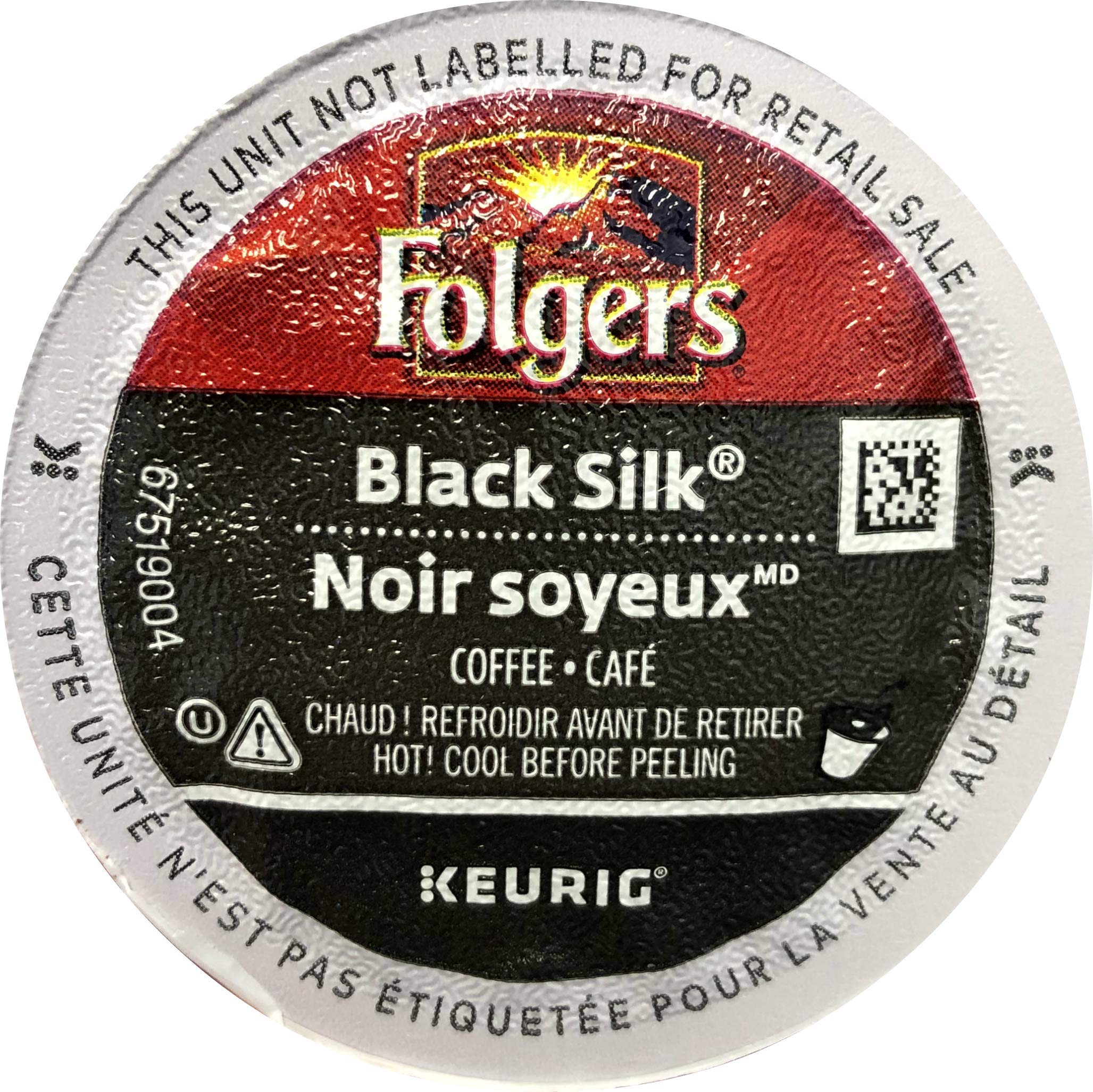 Folgers Black Silk vista frontal del empaque mostrando intensidad y conveniencia