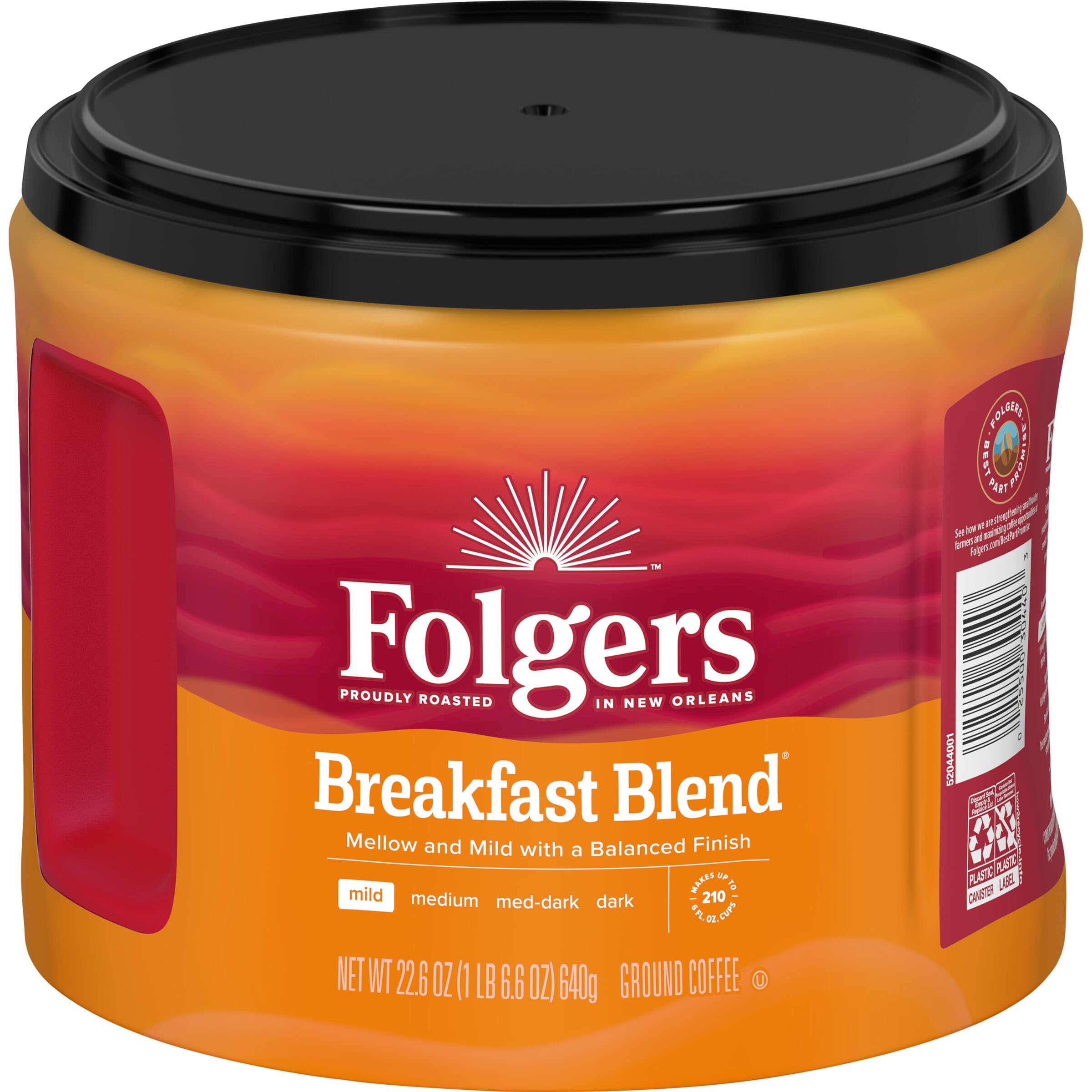 Folgers comparación de tamaño del bote para evaluar cantidad por paquete