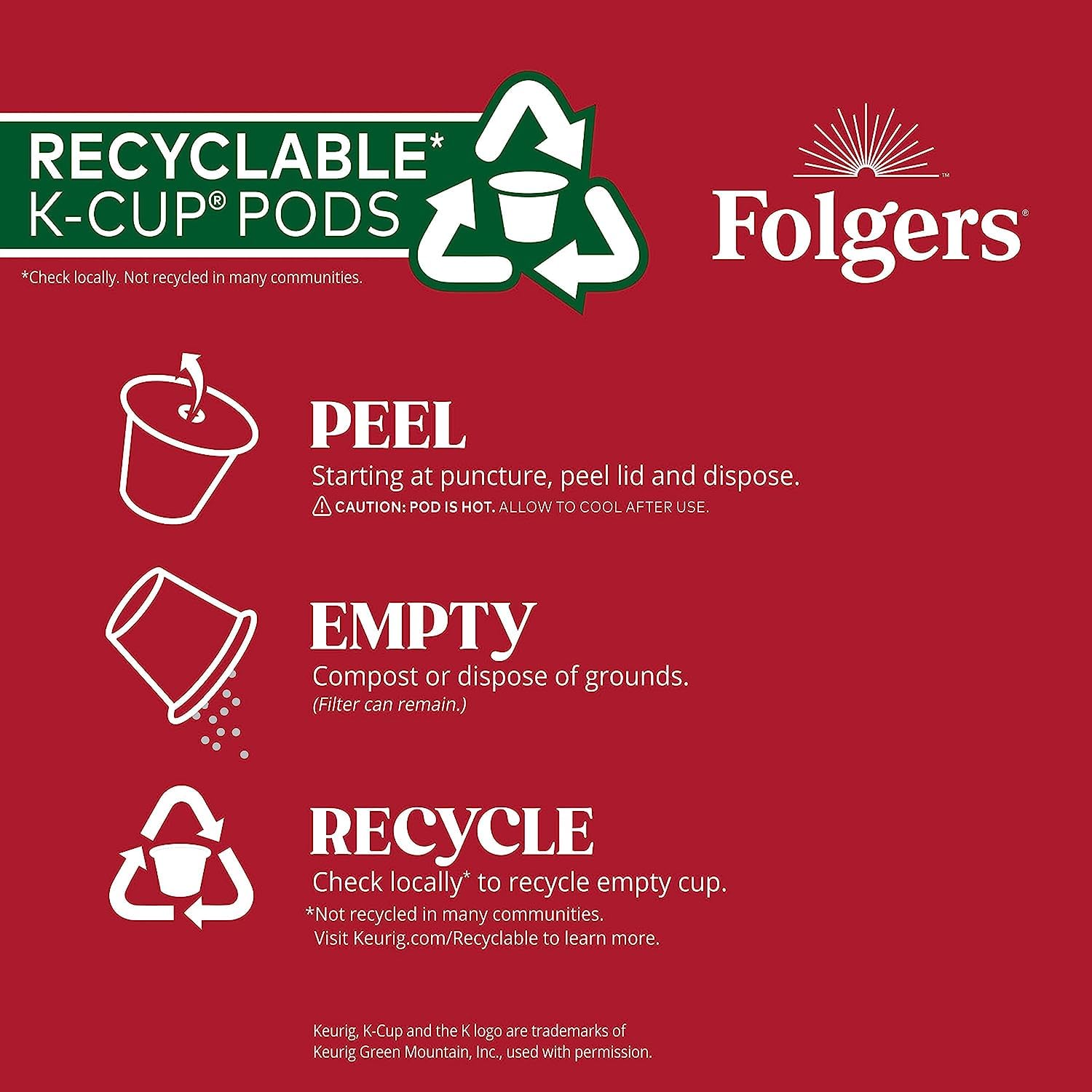 Mano sosteniendo cápsulas Folgers K-Cup que ejemplifica facilidad de uso