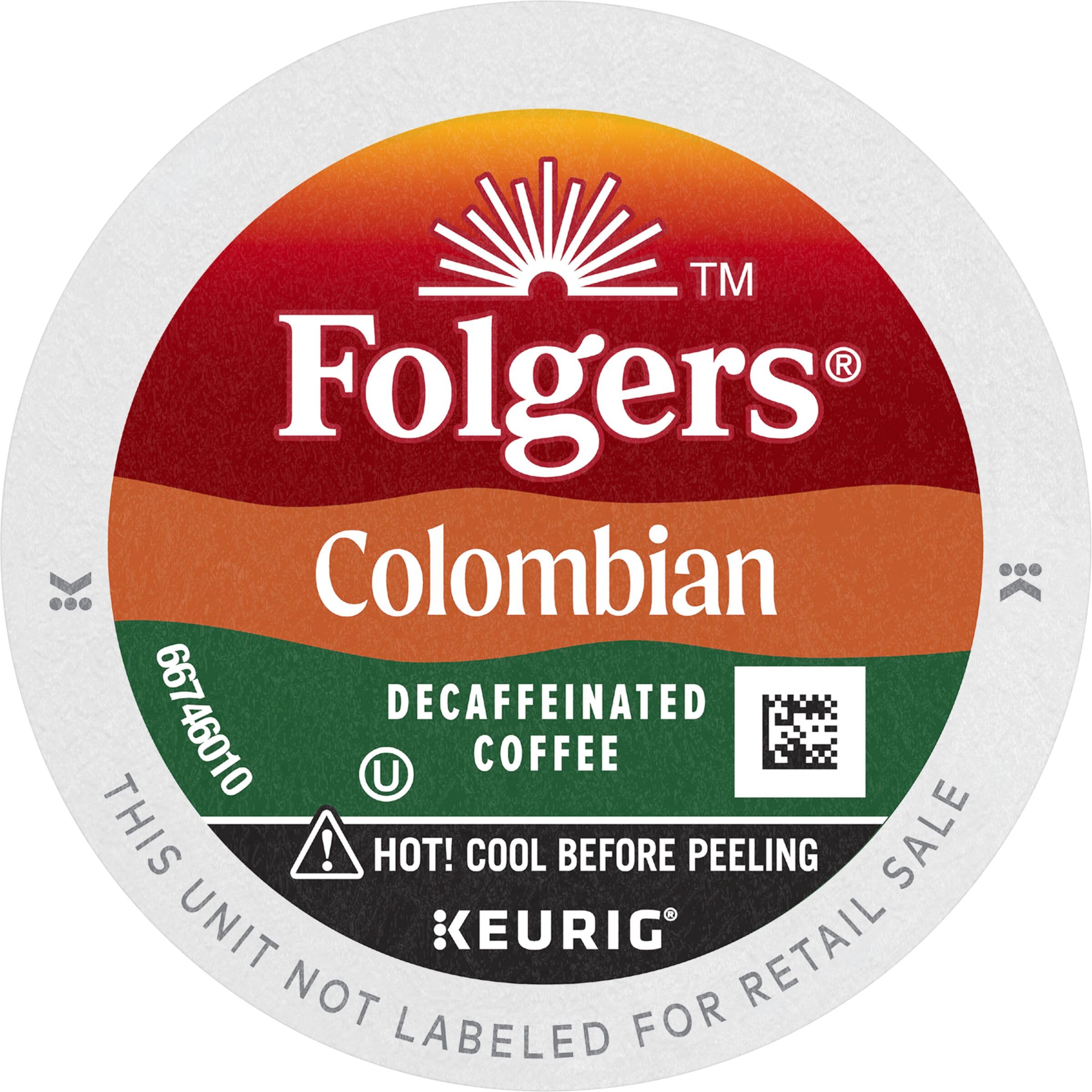 Folgers cápsula K-Cup en primer plano con sello de frescura