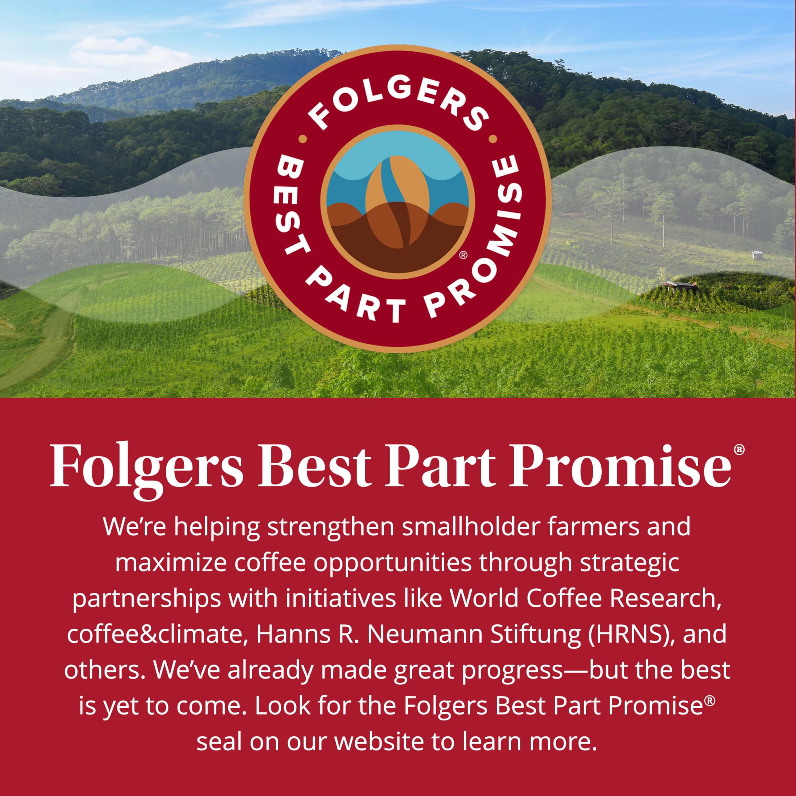 Folgers cápsula en mano para mostrar tamaño y facilidad de uso