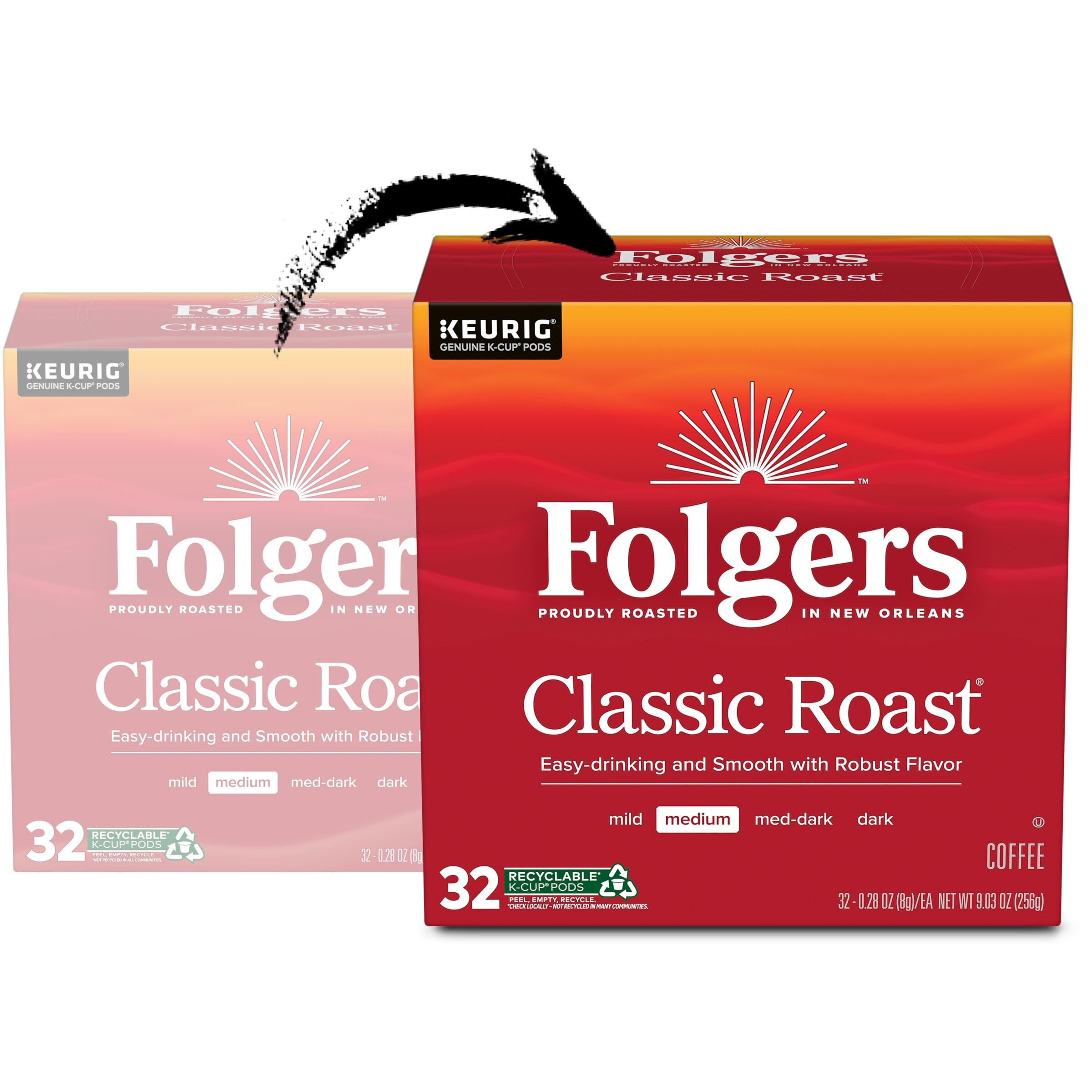 Folgers cápsula en máquina Keurig durante extracción para preparar taza al instante