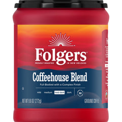 Folgers lata frente mostrando diseño y conveniencia de almacenamiento