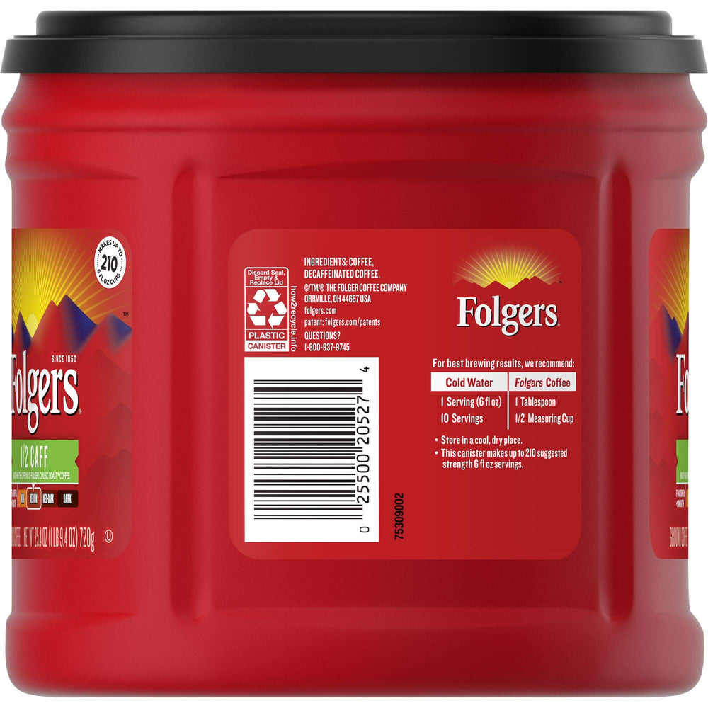Folgers detalle de etiqueta con información de tueste medio y origen