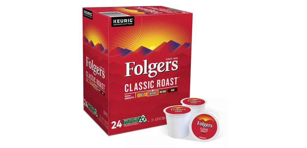 Folgers cápsula en Keurig preparando café con comodidad inmediata