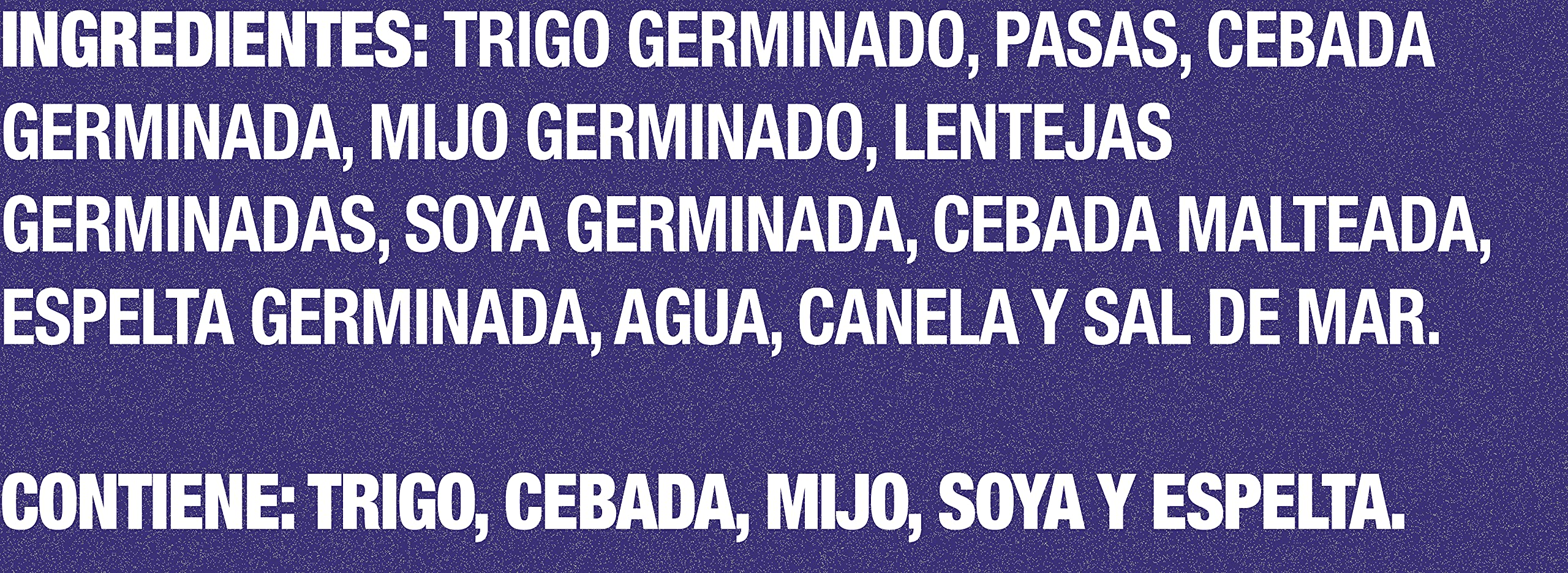 Food for Life primer plano de textura crujiente, apoya elección por granos germinados