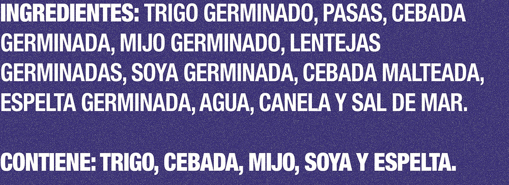 Food for Life primer plano de textura crujiente, apoya elección por granos germinados